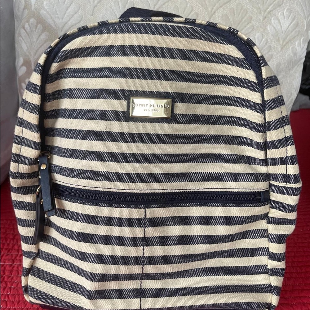 Tommy Hilfiger Striped Backpack - Navy and Cream